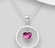 Sparkle by 7K - 925 Sterling Silver Circle and Heart Pendant Decorated with Fine Austrian Crystal