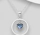 Sparkle by 7K - 925 Sterling Silver Circle and Heart Pendant Decorated with Fine Austrian Crystal