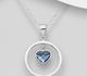 Sparkle by 7K - 925 Sterling Silver Circle and Heart Pendant Decorated with Fine Austrian Crystal