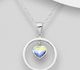 Sparkle by 7K - 925 Sterling Silver Circle and Heart Pendant Decorated with Fine Austrian Crystal
