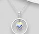 Sparkle by 7K - 925 Sterling Silver Circle and Heart Pendant Decorated with Fine Austrian Crystal