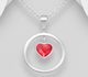 Sparkle by 7K - 925 Sterling Silver Circle and Heart Pendant Decorated with Fine Austrian Crystal