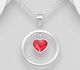 Sparkle by 7K - 925 Sterling Silver Circle and Heart Pendant Decorated with Fine Austrian Crystal