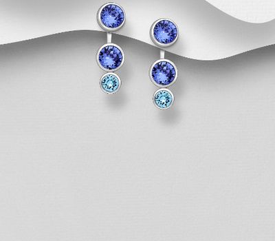 Şəkli böyütmək üçün tiklayın Sparkle by 7K - 925 Sterling Silver Jacket Earrings Decorated with Fine Austrian Crystal