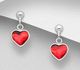 Sparkle by 7K - 925 Sterling Silver Heart Push-Back Earrings, Decorated with Various Fine Austrian Crystal