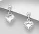 Sparkle by 7K - 925 Sterling Silver Heart Push-Back Earrings, Decorated with Various Fine Austrian Crystal