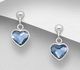 Sparkle by 7K - 925 Sterling Silver Heart Push-Back Earrings, Decorated with Various Fine Austrian Crystal