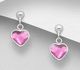 Sparkle by 7K - 925 Sterling Silver Heart Push-Back Earrings, Decorated with Various Fine Austrian Crystal