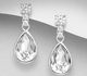 Sparkle by 7K - 925 Sterling Silver Push-Back Pear-Shaped Earrings Decorated with CZ Simulated Diamonds and Fine Austrian Crystal