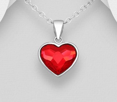 Şəkli böyütmək üçün tiklayın Sparkle by 7K - 925 Sterling Silver Heart Pendant Decorated with Fine Austrian Crystal