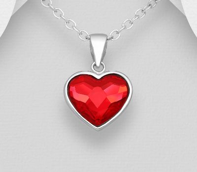 Sparkle by 7K - 925 Sterling Silver Heart Pendant Decorated with Fine Austrian Crystal