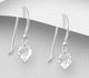 925 Sterling Silver Heart Hook Earrings, Decorated with Fine Austrian Crystal