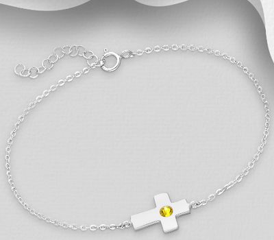 Malın səhifəsinə keç Sparkle by 7K - 925 Sterling Silver Cross Bracelet, Decorated with Various Fine Austrian Crystals