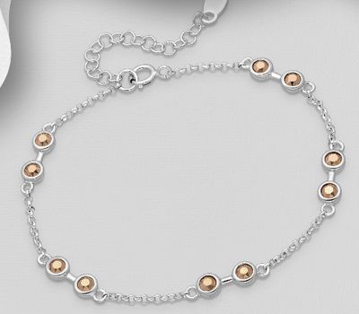 Sparkle by 7K - 925 Sterling Silver Bracelet, Decorated with Various Fine Austrian Crystals