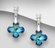 Sparkle by 7K - 925 Sterling Silver Cross Push-Back Earrings, Decorated with Fine Austrian Crystal