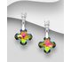 Sparkle by 7K - 925 Sterling Silver Cross Push-Back Earrings, Decorated with Fine Austrian Crystal