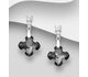 Sparkle by 7K - 925 Sterling Silver Cross Push-Back Earrings, Decorated with Fine Austrian Crystal