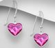 Sparkle by 7K - 925 Sterling Silver Heart Hook Earrings, Decorated with Various Fine Austrian Crystal