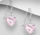 Sparkle by 7K - 925 Sterling Silver Heart Hook Earrings, Decorated with Various Fine Austrian Crystal