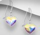 Sparkle by 7K - 925 Sterling Silver Heart Hook Earrings, Decorated with Various Fine Austrian Crystal