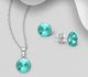 Sparkle by 7K - 925 Sterling Silver Push-Back Earrings & Pendant Decorated with Fine Austrian Crystals