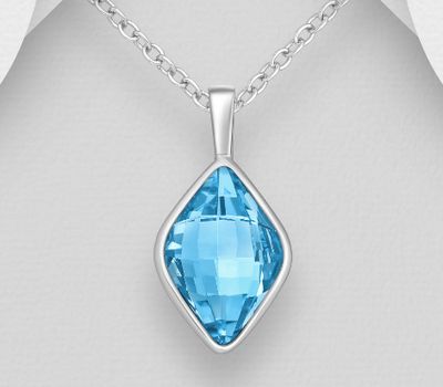 Sparkle by 7K - 925 Sterling Silver Pendant Decorated with Fine Austrian Crystal