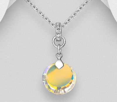 Sparkle by 7K - 925 Sterling Silver Pendant, Decorated with CZ Simulated Diamonds and Fine Austrian Crystal