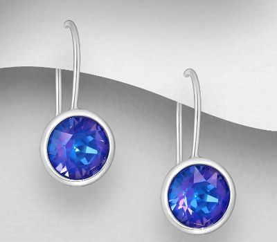 Şəkli böyütmək üçün tiklayın Sparkle by 7K - 925 Sterling Silver Solitaire Hook Earrings Decorated with Fine Austrian Crystals