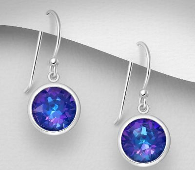 Şəkli böyütmək üçün tiklayın Sparkle by 7K - 925 Sterling Silver Hook Earrings Decorated with Fine Austrian Crystals