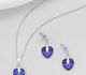 Sparkle by 7K - 925 Sterling Silver Heart Push-Back Earrings & Pendant Decorated with Fine Austrian Crystals
