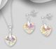 Sparkle by 7K - 925 Sterling Silver Heart Push-Back Earrings & Pendant Decorated with Fine Austrian Crystals
