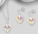 Sparkle by 7K - 925 Sterling Silver Heart Push-Back Earrings & Pendant Decorated with Fine Austrian Crystals