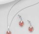Sparkle by 7K - 925 Sterling Silver Heart Push-Back Earrings & Pendant Decorated with Fine Austrian Crystals