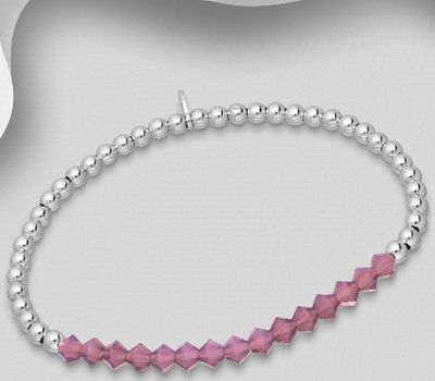 Malın səhifəsinə keç Sparkle by 7K - 925 Sterling Silver Ball Stretch Bracelet Decorated with Fine Austrian Crystal