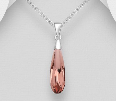 Şəkli böyütmək üçün tiklayın Sparkle by 7K - 925 Sterling Silver Push-Back Pendant Decorated with Fine Austrian Crystal