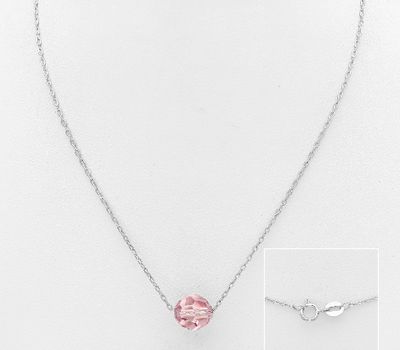 Sparkle by 7K - 925 Sterling Silver Necklace Decorated with Fine Austrian Crystal