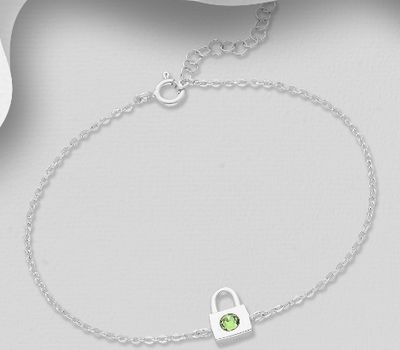 Sparkle by 7K - 925 Sterling Silver Lock Bracelet, Decorated with Various Fine Austrian Crystal