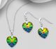 Sparkle by 7K - 925 Sterling Silver Heart-Shaped Hook Earrings & Pendant Decorated with Fine Austrian Crystals
