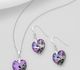 Sparkle by 7K - 925 Sterling Silver Heart-Shaped Hook Earrings & Pendant Decorated with Fine Austrian Crystals