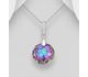 Sparkle by 7K - 925 Sterling Silver Circle Pendant, Decorated with CZ Simulated Diamonds and Various Color Fine Austrian Crystals