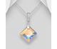 Sparkle by 7K - 925 Sterling Silver Rhombus Pendant, Decorated with CZ Simulated Diamonds and Various Color Fine Austrian Crystals