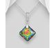 Sparkle by 7K - 925 Sterling Silver Rhombus Pendant, Decorated with CZ Simulated Diamonds and Various Color Fine Austrian Crystals