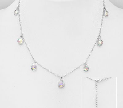 Sparkle by 7K - 925 Sterling Silver Necklace, Decorated with Various Fine Austrian Crystals