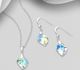 Sparkle by 7K - 925 Sterling Silver Hook Earrings & Pendant Decorated with Fine Austrian Crystals