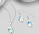 Sparkle by 7K - 925 Sterling Silver Hook Earrings & Pendant Decorated with Fine Austrian Crystals