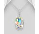Sparkle by 7K - 925 Sterling Silver Oval Pendant, Decorated with CZ Simulated Diamonds and Fine Austrian Crystals