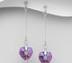 Sparkle by 7K - 925 Sterling Silver Heart Push-Back Earrings Decorated with Fine Austrian Crystal