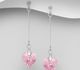 Sparkle by 7K - 925 Sterling Silver Heart Push-Back Earrings Decorated with Fine Austrian Crystal