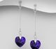 Sparkle by 7K - 925 Sterling Silver Heart Push-Back Earrings Decorated with Fine Austrian Crystal