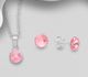 Sparkle by 7K - 925 Sterling Silver Circle Push-Back Earrings & Pendant Decorated with Fine Austrian Crystals